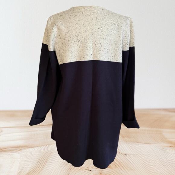 Ann Taylor Cardigan Sz XL Very Dark Navy Open Front Pockets Career Casual - Picture 3 of 8